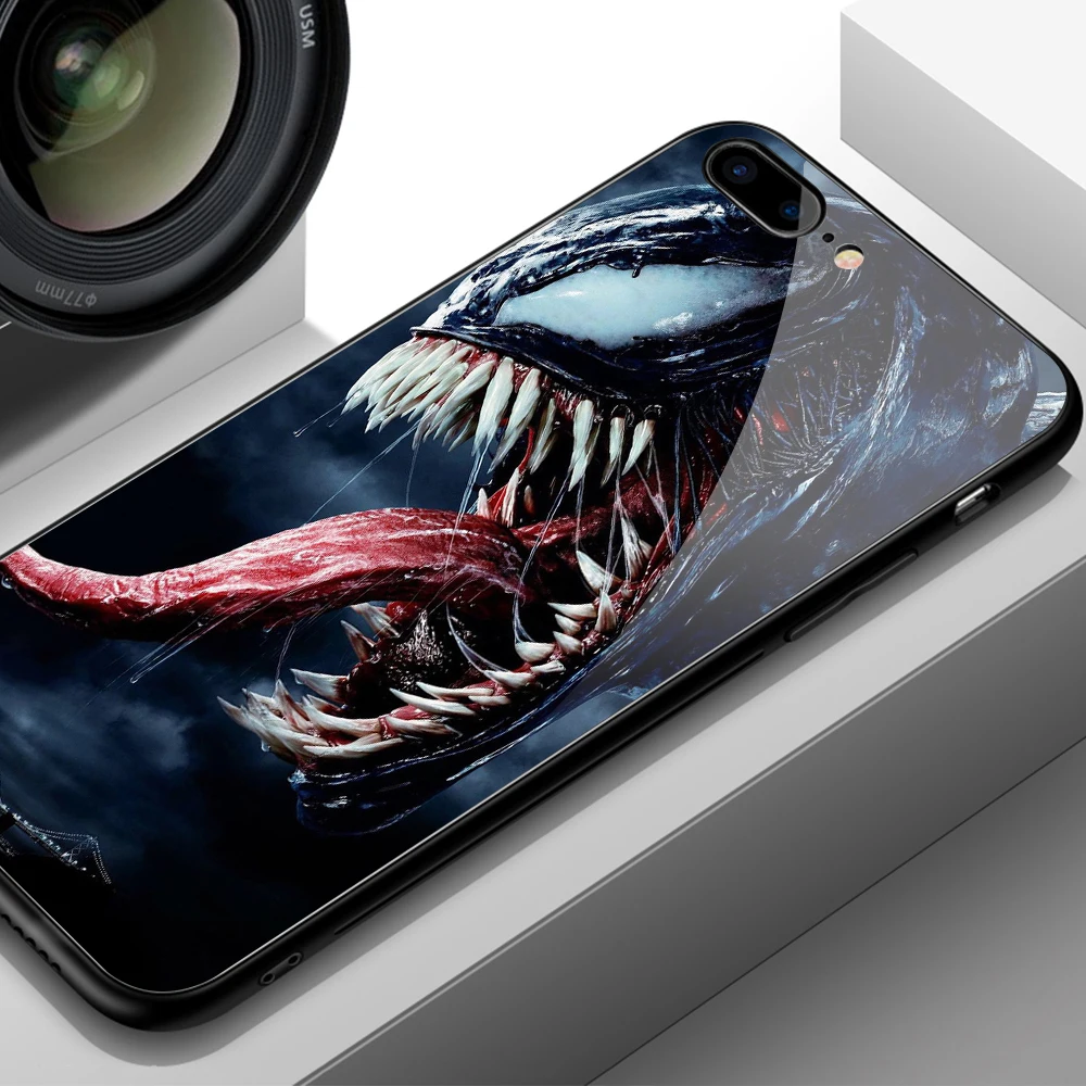 Абсолютно чехол для iPhone 7, стеклянный чехол с Веном, жесткая задняя крышка для iPhone 6 6S 7 8 plus X XR XS MAX 11 pro max чехол