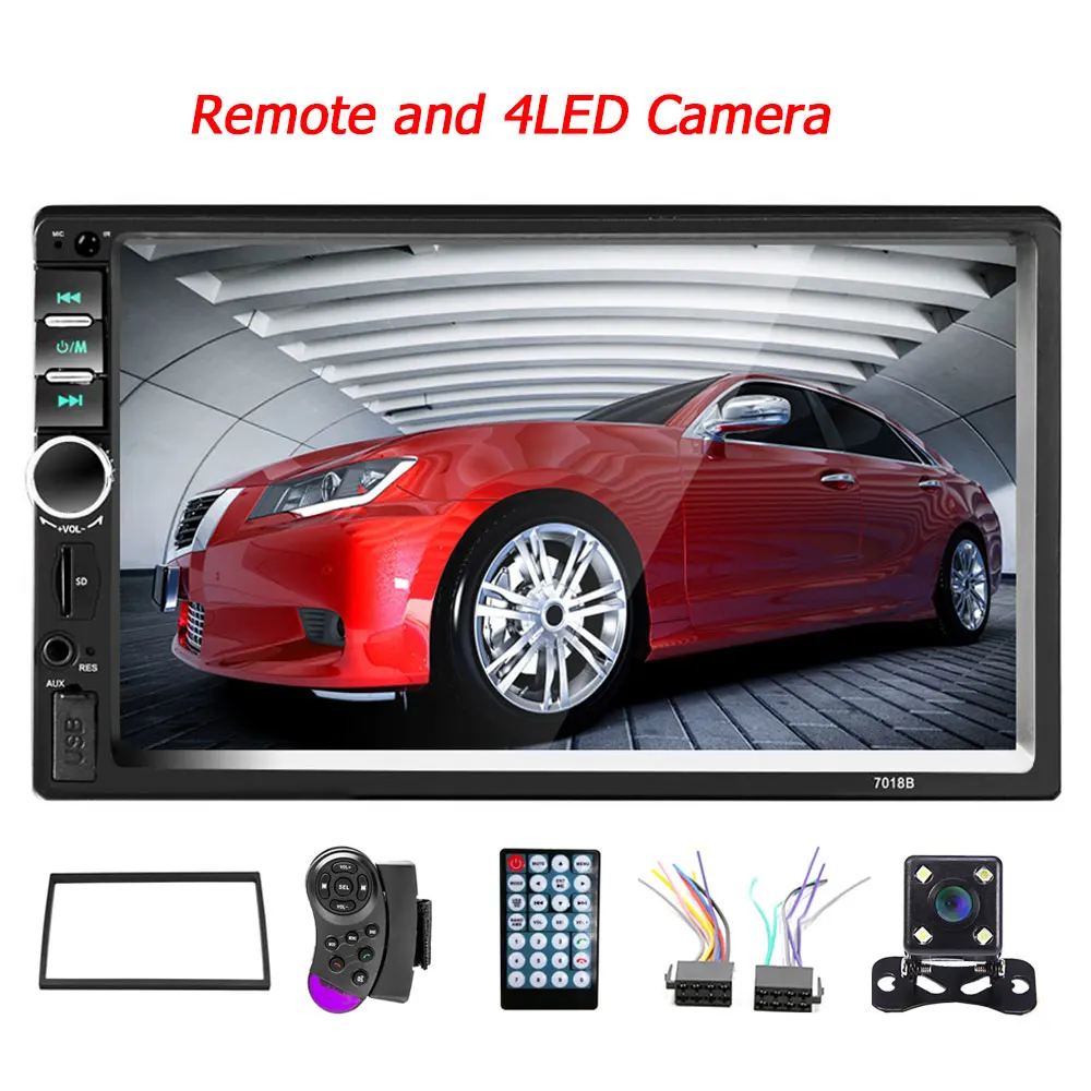 Remote 4LED Camera Camecho 2Din Автомагнитола 2din мультимедийный плеер " HD Авторадио USB AUX Bluetooth FM авто стерео Поддержка Android Mirror Link аудио - Цвет: Remote 4LED Camera