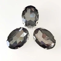 full size high quality crystal glass sew on flat back oval rhinestones for clothes dress decorations