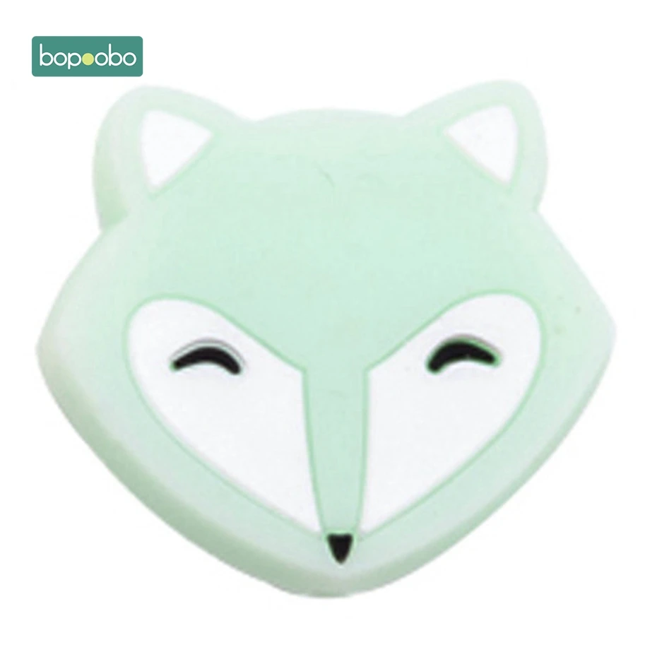 Mint Fox Bopoobo 3 шт. силиконовые мини-лисички Силиконовые Прорезыватели для зубов пищевой класс силиконовые бусины, прорезыватель BPA бесплатно DIY кулон при прорезывании зубов - Цвет: Mint Fox