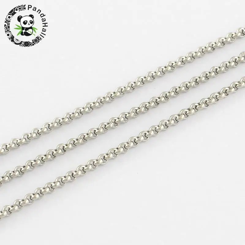 

Unwelded 304 Stainless Steel Cross Rolo Chains, Stainless Steel Color, 2.5x1mm; about 25m/roll