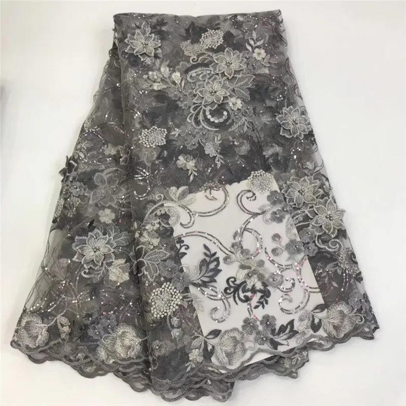 

2019 3D Flower Fabric Good Selling African Tulle Lace Fabric With Stones And Beads Newest French Nigerian Lace Fabric rf65-1742
