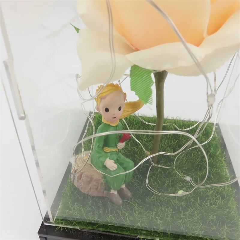 DIY Материал Пакет смолы Маленький принц фигурки с розой светодиодные фонари ремесло украшение дома День Святого Валентина Рождественские подарки