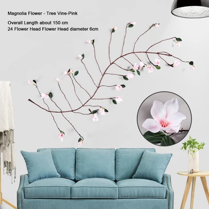 Magnolia Pink Xuanxiaotong сиреневые искусственные цветы лоза Магнолия цветок розы из ротанга для весны свадебная АРКА аксессуары подвесная настенная гирлянда - Цвет: Magnolia Pink
