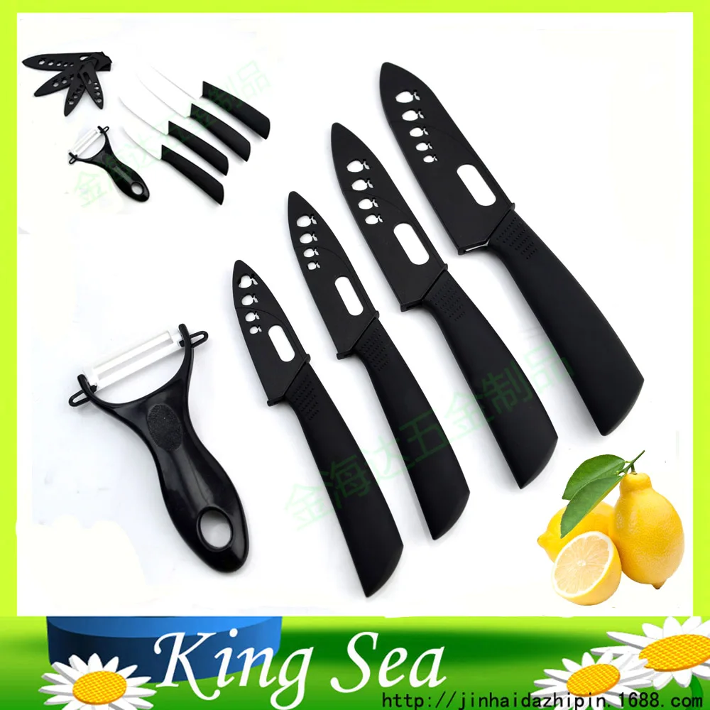 Бесплатная доставка 3 &quot4&quot 5 &quot6&quot Черная ручка набор керамических ножей с