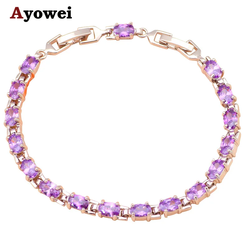 Элегантный Кристалл Браслеты для женщин бренд дизайн фиолетовый кристалл