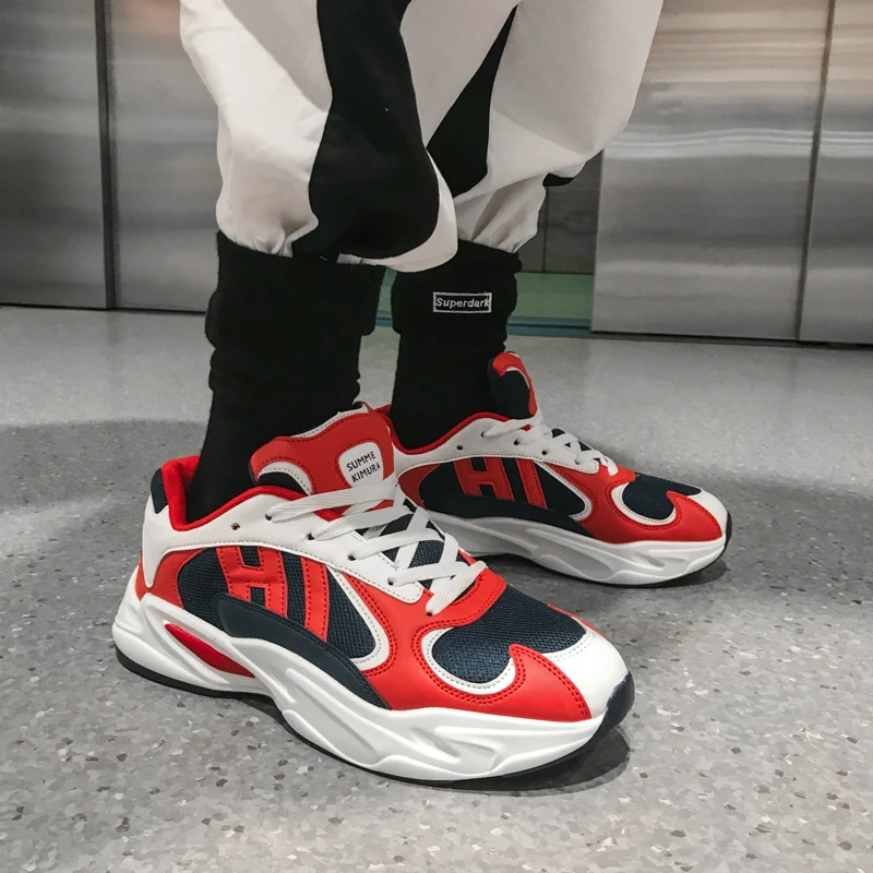 Повседневные мужские туфли в уличном стиле увеличенная толстая подошва