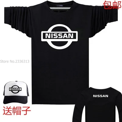 Новая футболка с логотипом автомобиля Nissan длинным рукавом модная осенне