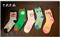 10pcslot funny tableware pattern women cotton in tube socks cartoon kettle fork cup cake female sock color matching girls casu