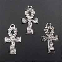 6pcs silver plated bible cross alloy pendants christian necklace bracelet diy charm metal jewelry carfts findings 3821mm a1489