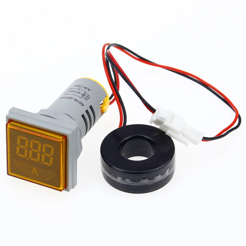 Yellow Current Meter Квадратный светодиодный вольтметр и амперметр, измеритель напряжения, измеритель тока, переменный ток 60-500 В 0-100A D18, Прямая поставка - Цвет: Yellow Current Meter