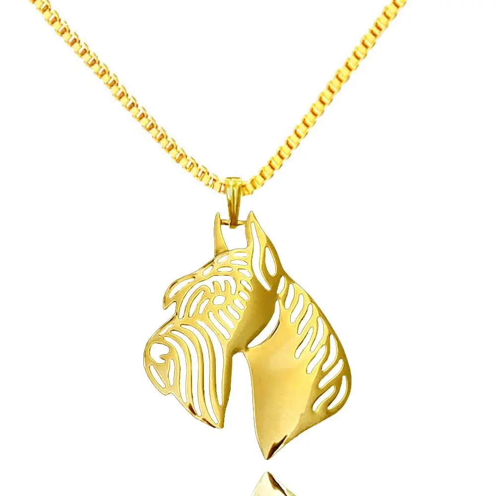 Женский кулон в виде гигантских укороченных ушей Schnauzer ожерелье золотого цвета с