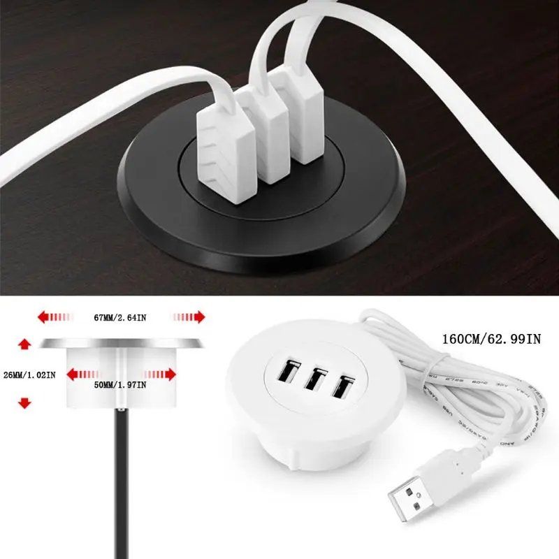 5 см отверстие втулки в настольном монтаже 3 порта USB 2 0 концентратор для ноутбука