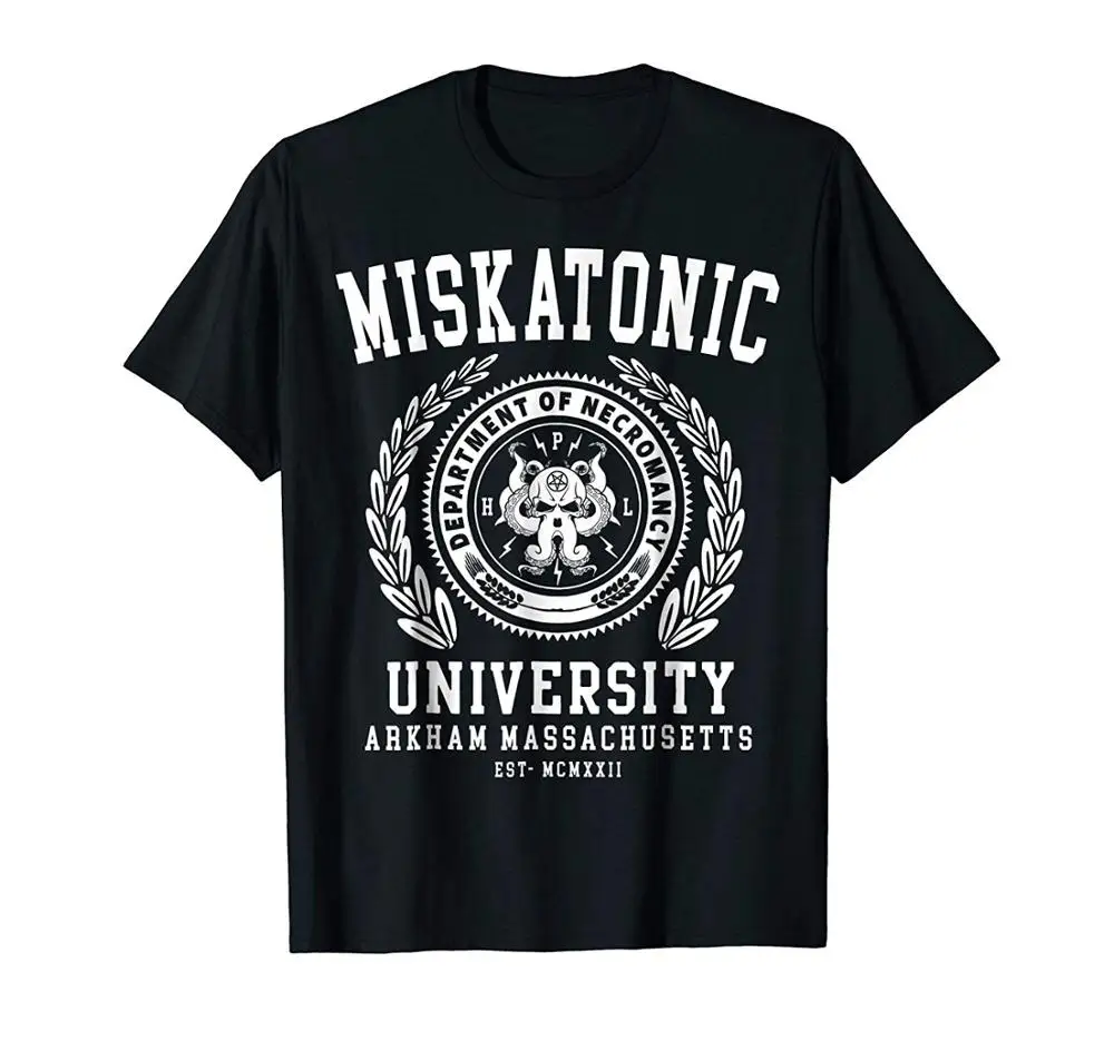 Miskatonic Университетская футболка с Ктулху Лавкрафт г. Новая креативная футболка с буквенным принтом детские футболки - Цвет: 1