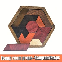 escape room props tangram props11pcs wooden escape room the game to control 60kg em locknot include