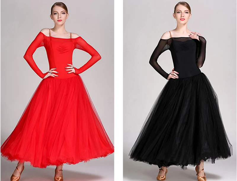 Женское бальное танцевальное платье высокого качества с длинным рукавом