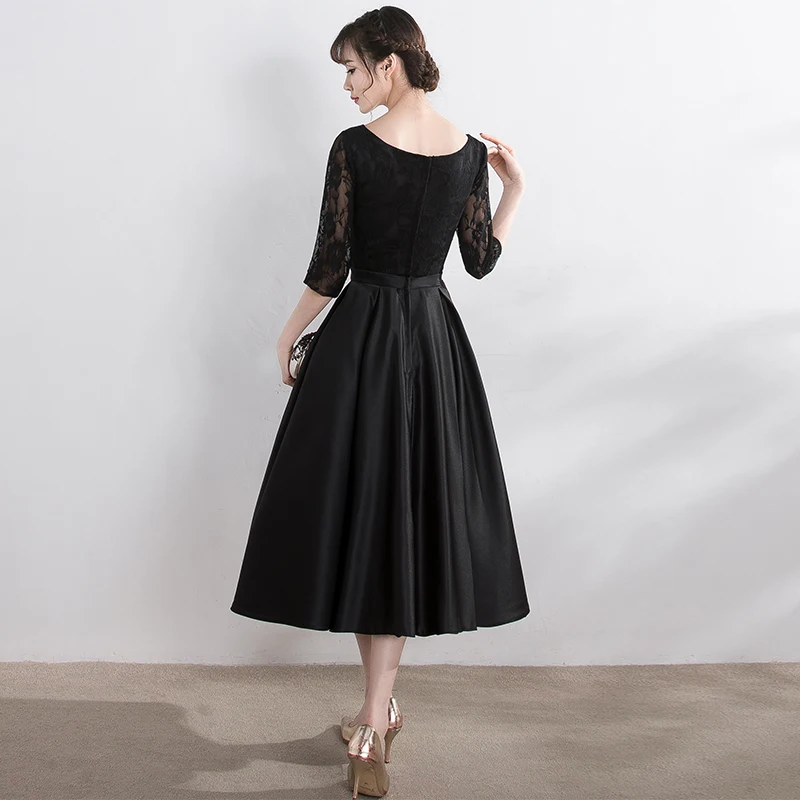 Robe de soiree Черное вечернее платье длиной до колен с круглым вырезом на шнуровке платья для выпускного вечера индивидуальный заказ