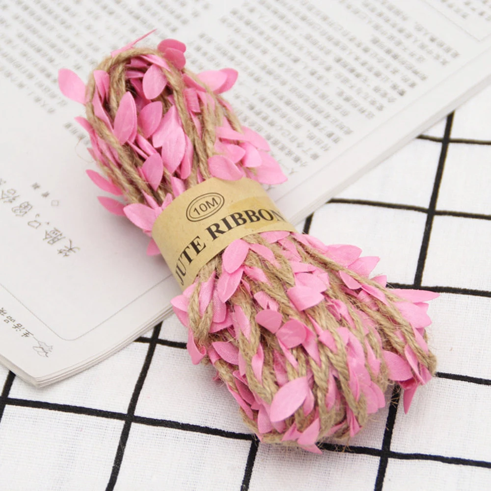 5 м/рулон цветные искусственные листья плетеная пеньковая джутовая веревка для