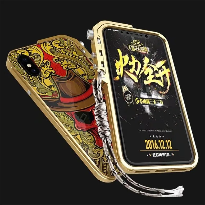 Алюминиевый металлический бампер + PC 3D рельефный чехол для Apple iphone x 7 8 6 6s Plus