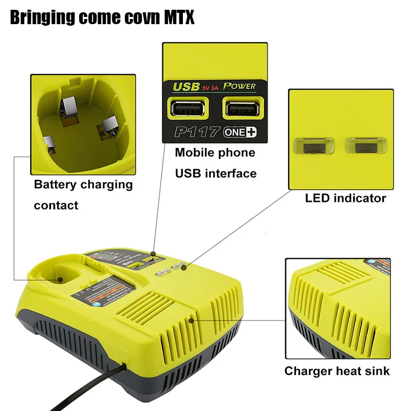 Бесплатная доставка для Ryobi P117 Сменное зарядное устройство 12 18 в NI CD Ni MH Li Ion