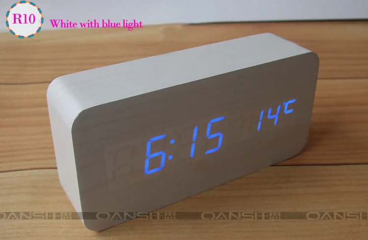 white blue FiBiSnoic светодиодный Будильник с температурным голосовым активированным люминесцентным дисплеем цифровые настольные часы - Цвет: white blue