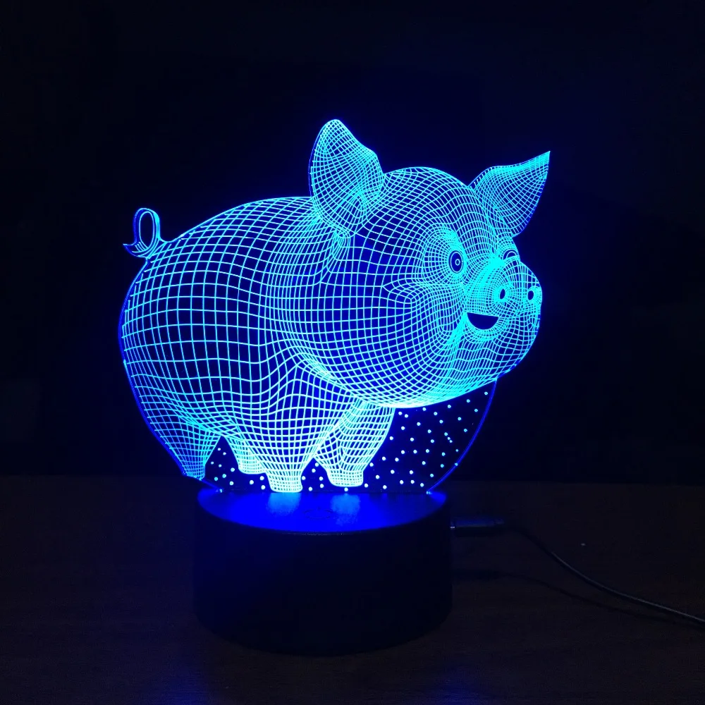 Pig Night Light 3D lamp Touch 7 Colore change USB Table Desk Lamp Baby Sleeping nightlight For Kid Gift | Лампы и освещение
