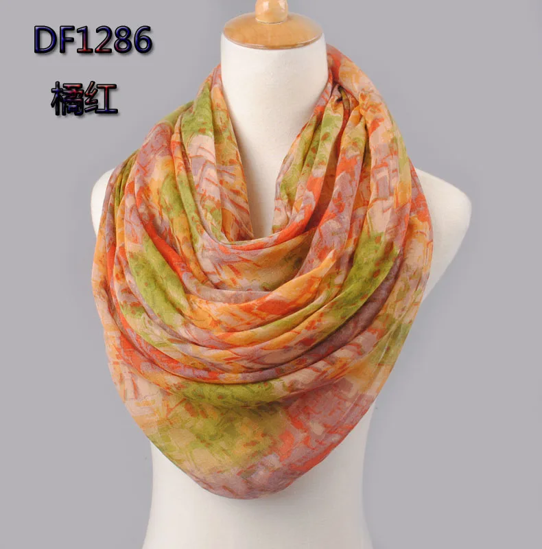 Orange red Новинка, специальный принт, для взрослых, тонкий, длинный, дизайнерский, хлопковый шарф, женский, на осень и зиму, из пряжи, большой размер, пляжное полотенце, DF1286 - Цвет: Orange red