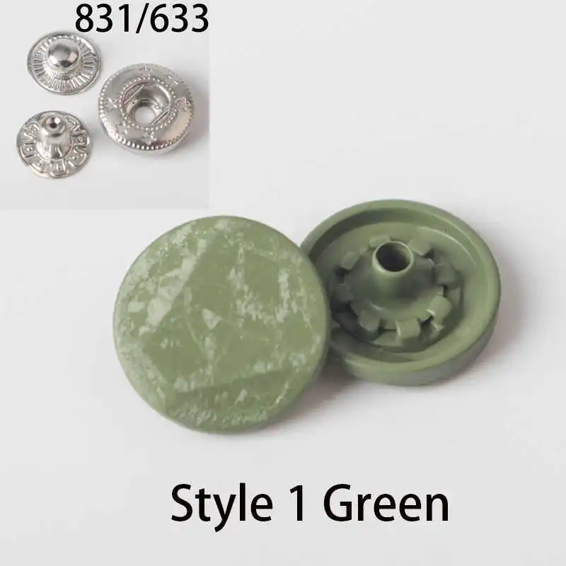 style1-green 10 шт. 15 мм латунная защелкивающаяся заклепка 831/633 Тип швейная кожаная Кнопка Ремесло для одежды аксессуар для одежды Сделай Сам Q27 - Цвет: style1-green