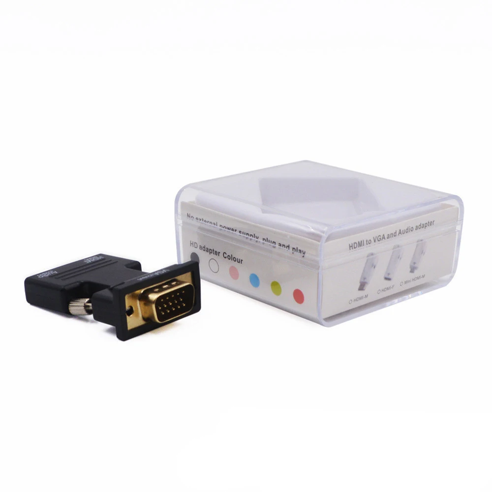 Черный белый цвет HD 1080 P HDMI адаптер Женский VGA Мужской с кабель аудиовыхода
