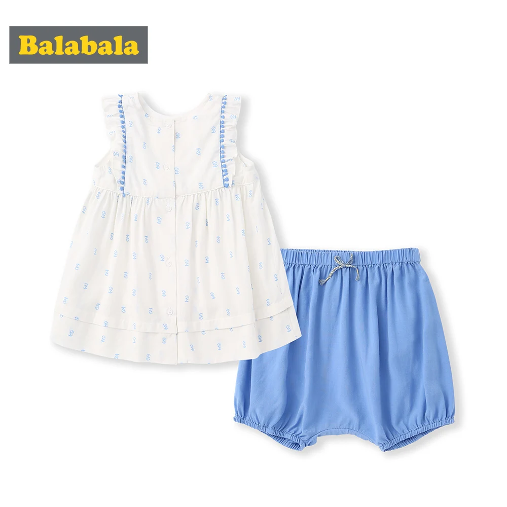 BalabalaBaby/летний комплект одежды для девочек новинка 2019 Детский костюм с короткими