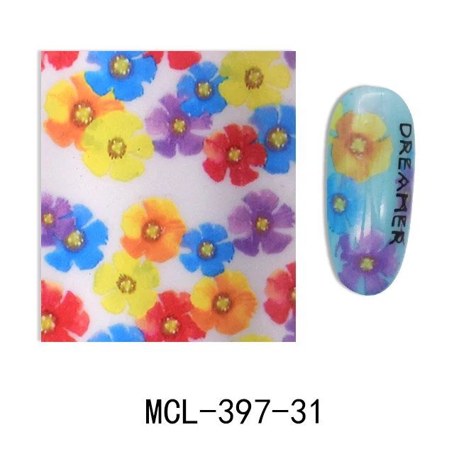 MCL-397-31 5 шил/лот 4*100 см Фольга для ногтей наклейки-лак 68 дизайнов цветок Передача Фольга для ногтей Переводные картинки слайдеры Маникюр Искусство Инструменты для украшения - Цвет: MCL-397-31