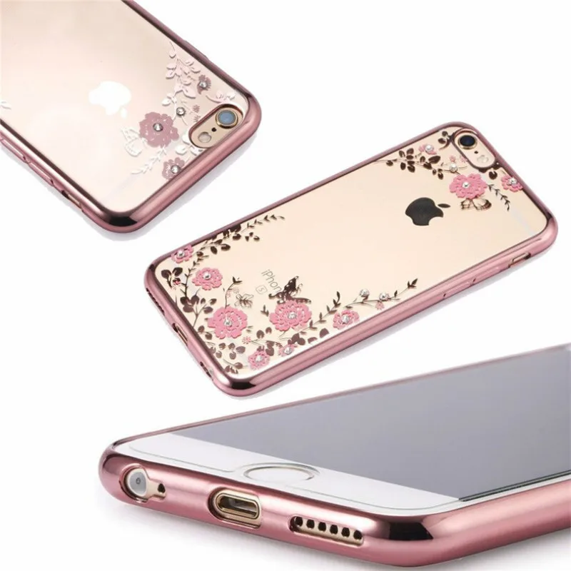 Прозрачный чехол для iPhone 6 6S 7 Plus 8 Роскошные Алмазный Обложка ТПУ силиконовое