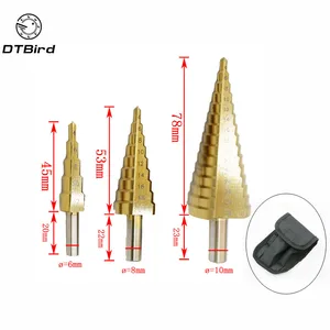 Сверло из быстрорежущей стали 4-122032 мм, 3 шт.лот, набор инструментов для резки металла с титановым покрытием и чехлом