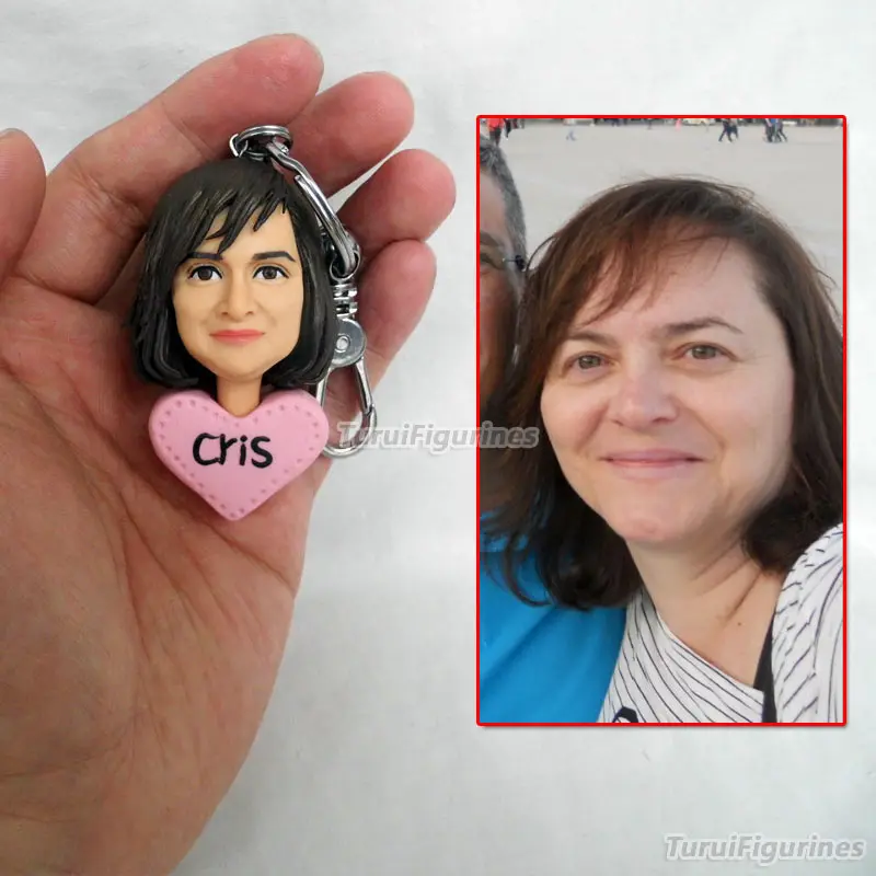 OOAK миниатюрный брелок для ключей с человеческим лицом именем и гравировкой даты