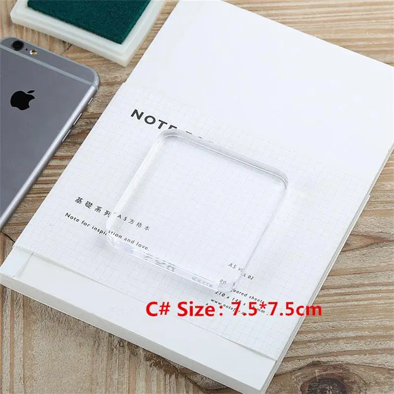 Clear Acrylic Scrapbook Clear Stamp Board Square Hands Press Handle Tool For Stamps DIY Craft 1PC Different Size