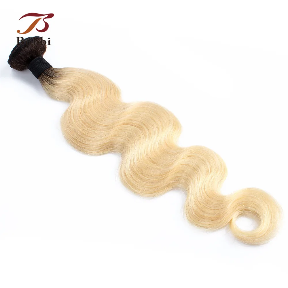 Bobbi Collection 1 Bundle T 1B 613 Dark Root Platinum Blonde Brazilian Body Wave Hair Ombre Weave Remy Human Extension | Шиньоны и