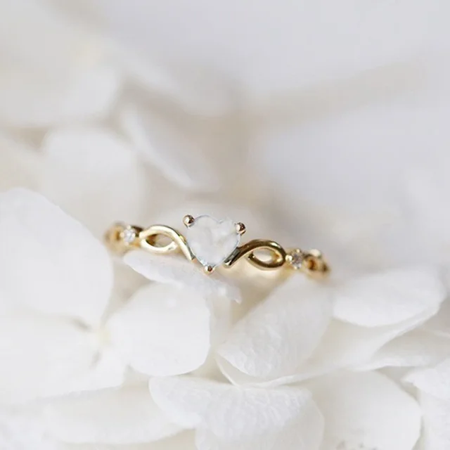 0289 White Gold Tisonliz простые кольца с кристаллами в форме сердца для женщин женские шикарные изящные тонкие кольца изящные кольца золотые свадебные ювелирные изделия Bague Femme - Цвет основного камня: 0289 White Gold