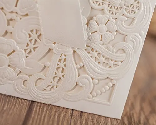 1 шт. образец WISHMADE лазерная резка свадебные приглашения открытка с бантом жемчуг