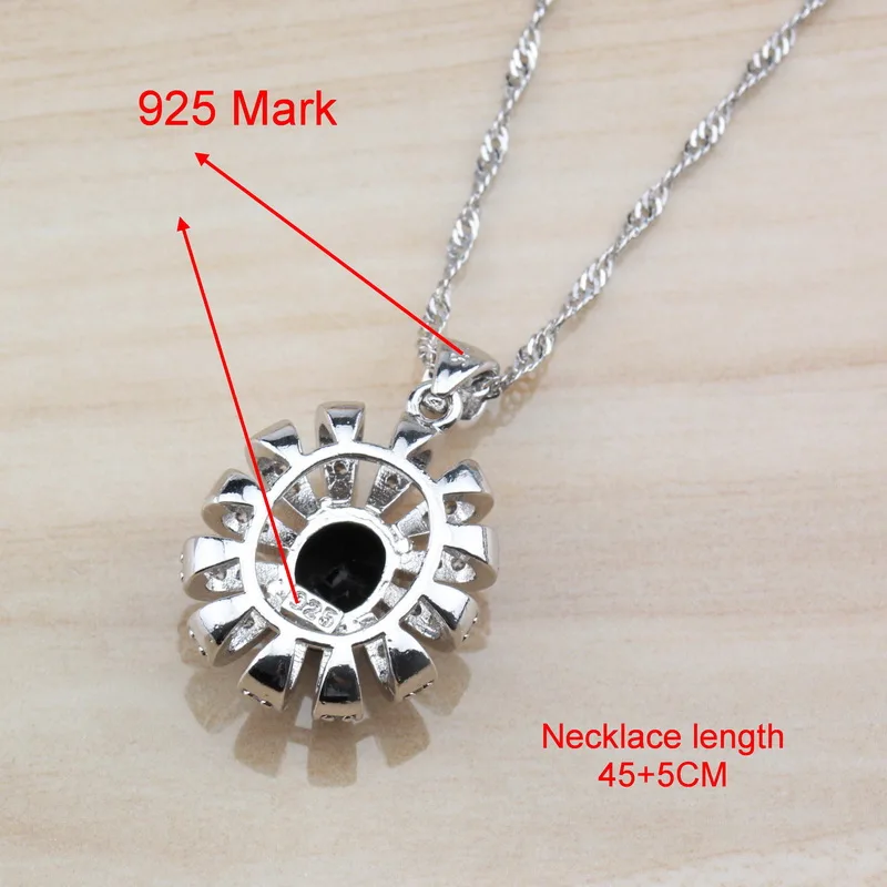 Женский костюм серебряного цвета с черным цирконием объемный Цветочный Большой