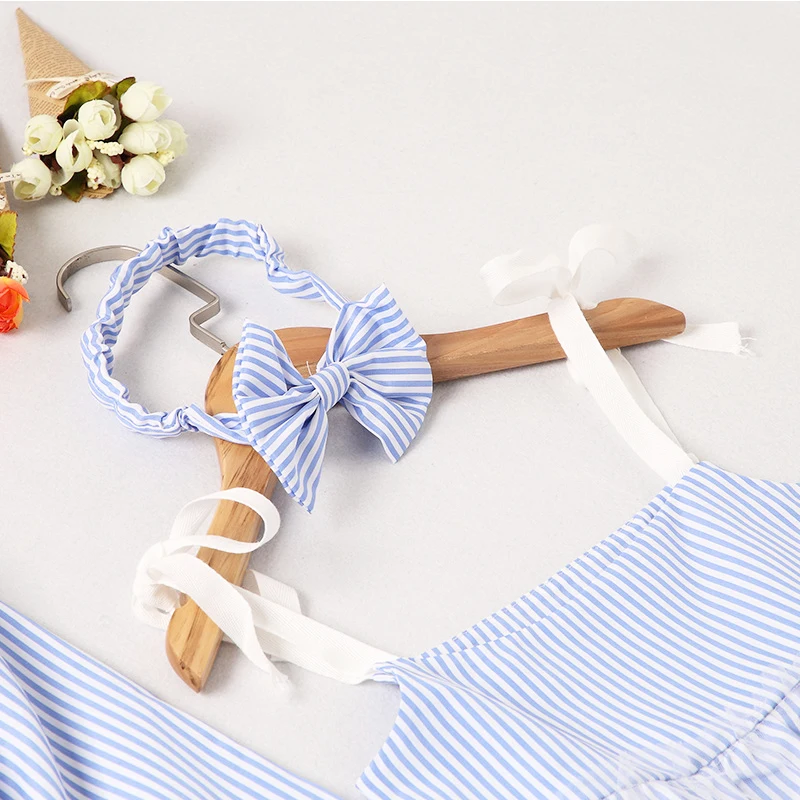 Летняя одежда для мамы и дочки платье в полоску родителей детей одинаковые