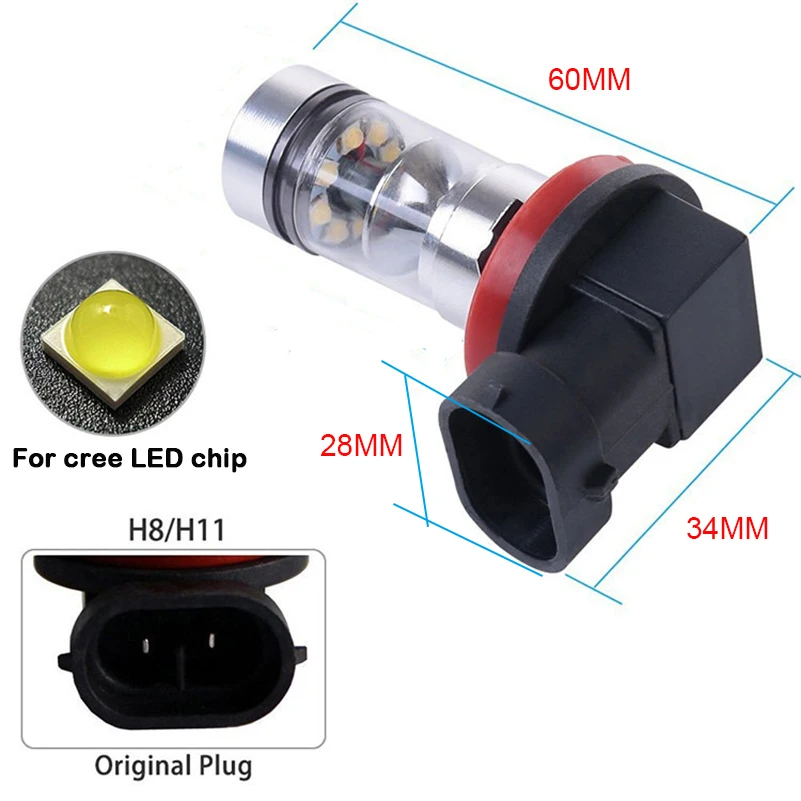 2 шт. автомобисветодиодный светодиодные лампы H11 H8 100 Вт 2835 20SMD для Citroen C4 C4L C5 C2|Фара
