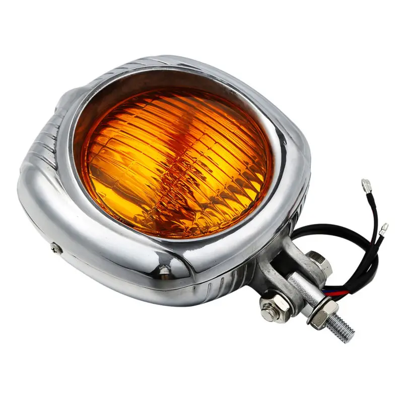 Motorcycle Retro Electroline Headlight Orange Lens For Harley Chopper Bobber Custom Bikes |