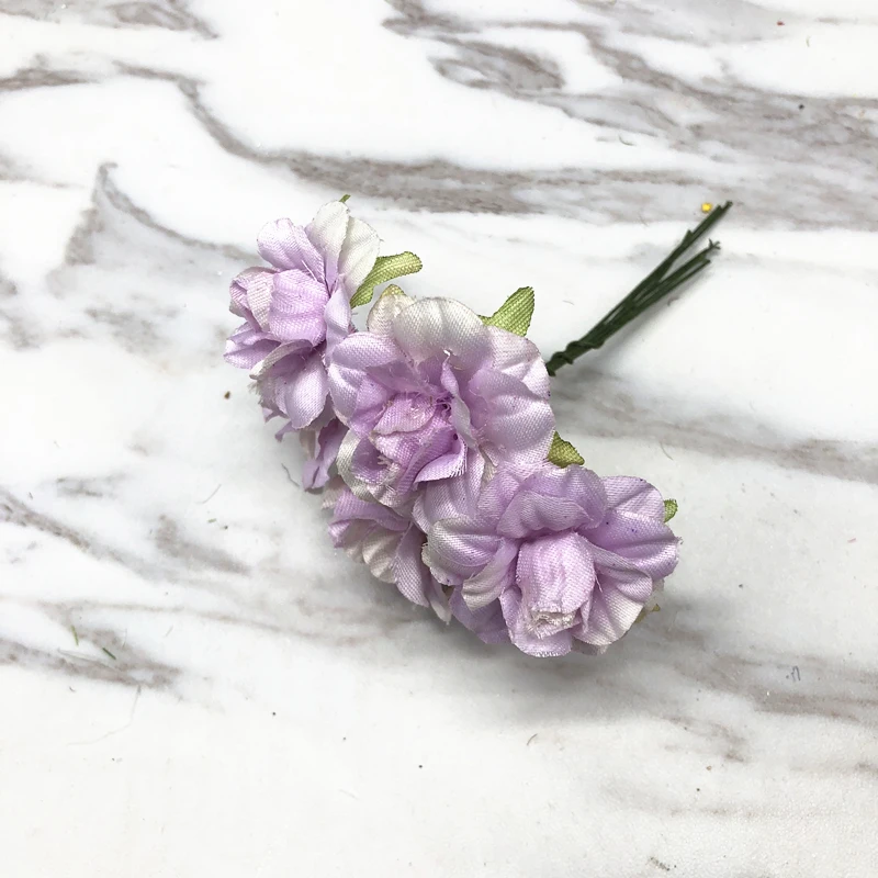 violet YOOROMER 6 шт. шелк вишня искусственный Маковый Букет DIY ручной работы тату венок скрапбук свадебное украшение ручной работы поддельный цветок - Цвет: violet
