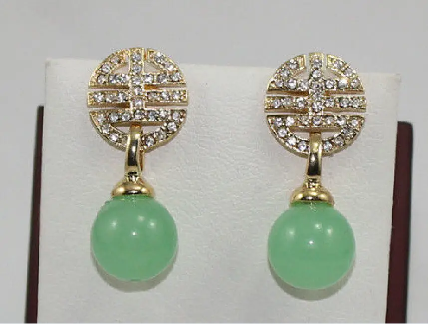 NEW Charming 12 mm light green jade crystal earrings | Украшения и аксессуары