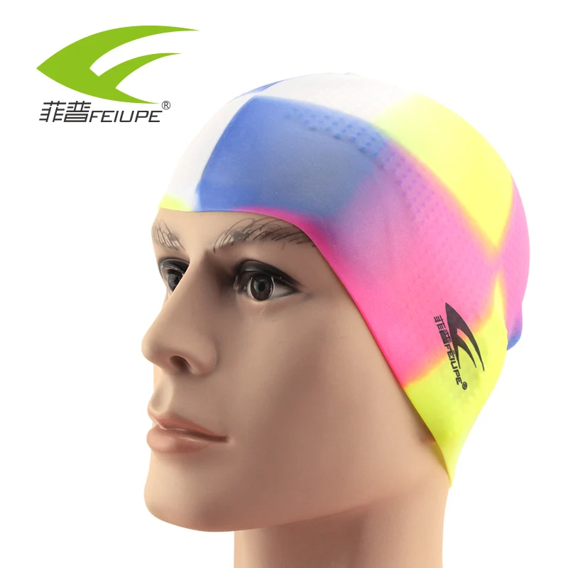 colourful Силиконовая шапочка для плавания Резиновые Шапочки для бассейна длинные волосы водонепроницаемые 3D для бассейна защищают уши плавающие шапки для мужчин женщин и взрослых - Цвет: colourful