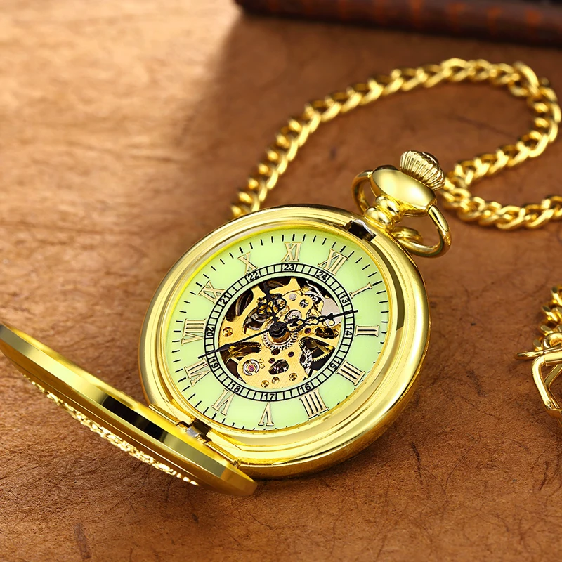 ORKINA карманные часы мужские с золотой цепочкой механические ручной подвеской