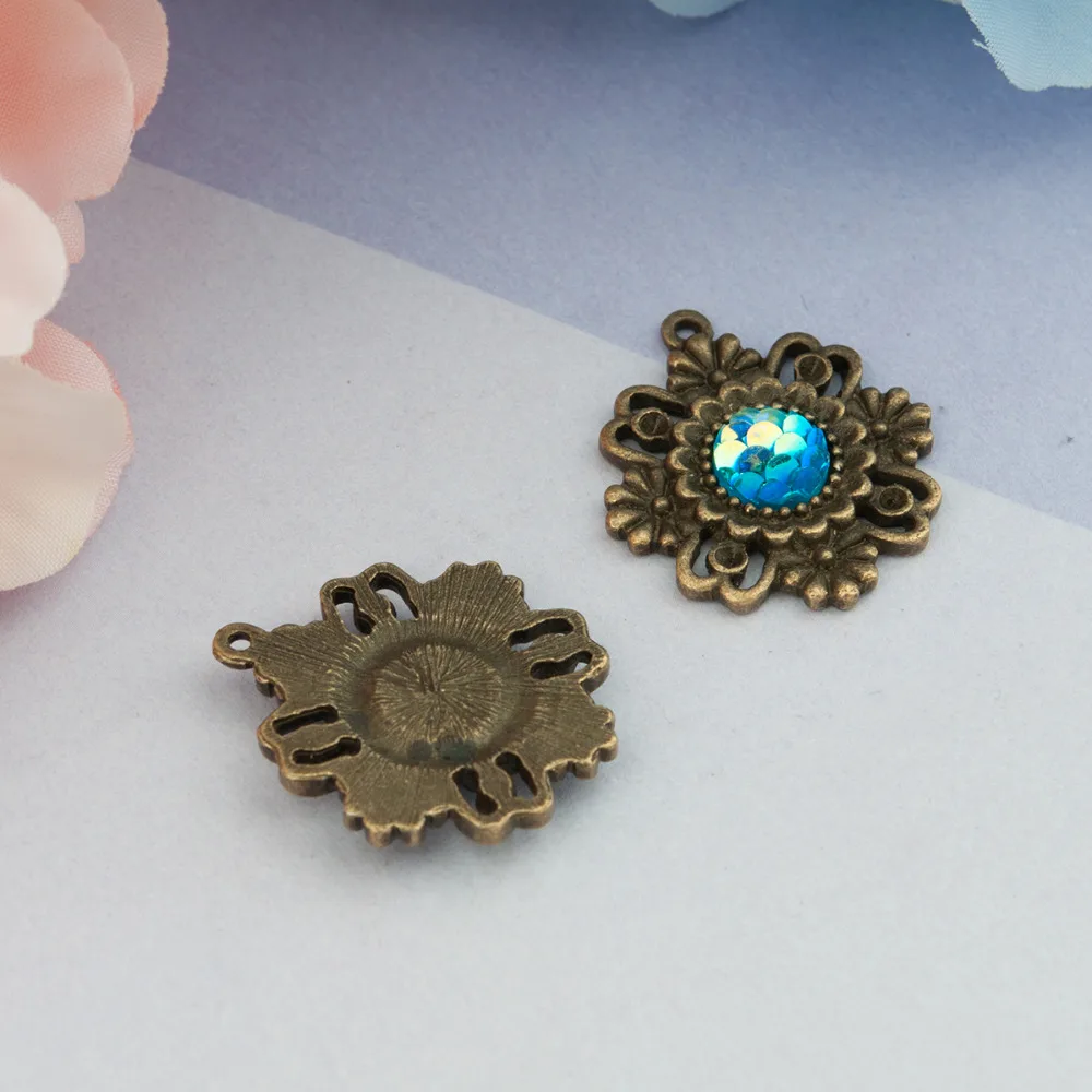 DoreenBeads сплав на основе цинка и Русалка из Смолы Рыбные весы амулеты Цветок