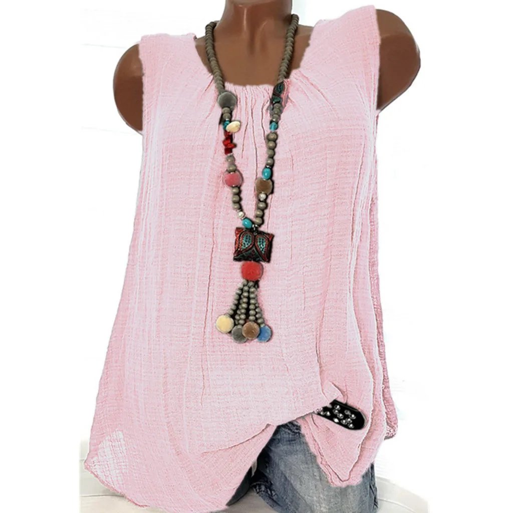 Футболка женская свободная с коротким рукавом из хлопка и льна большого размера