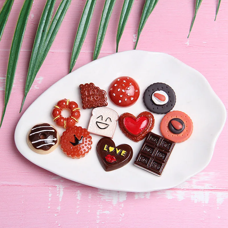 10 шт./лот имитация еды с плоским основанием Кабошон из смолы искусственный хлеб