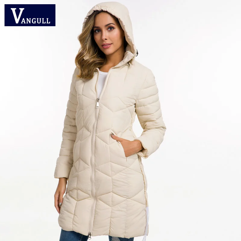 Женская куртка с капюшоном VANGULL черная Повседневная Толстая длинная зима